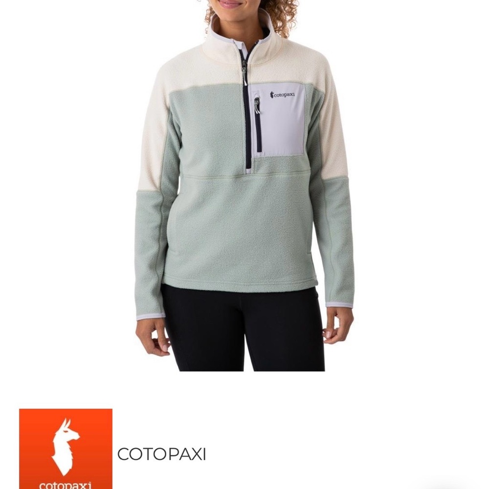 Cotopaxi Fleece 3/4 Zip Cream and Mint Green - Size S